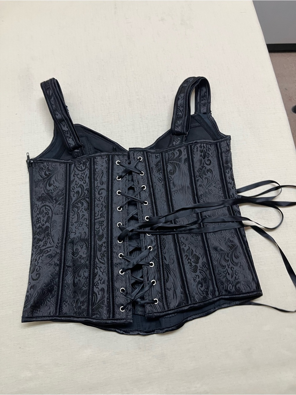 Women’s L black jacquard size zipper corset top - Picture 6 of 13
